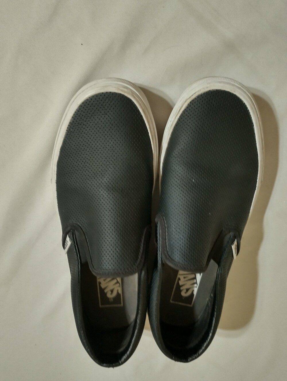 Vans Black Perforated Leather Slip-On Sneakers - Picture 7 of 9
